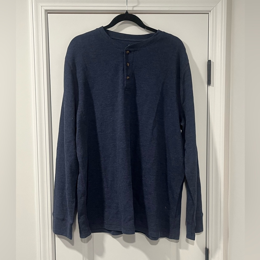 3/$20 Ocean + Coast Blue Henley Shirt (NWT)